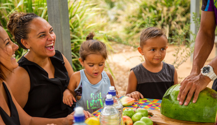 Family eating fruit