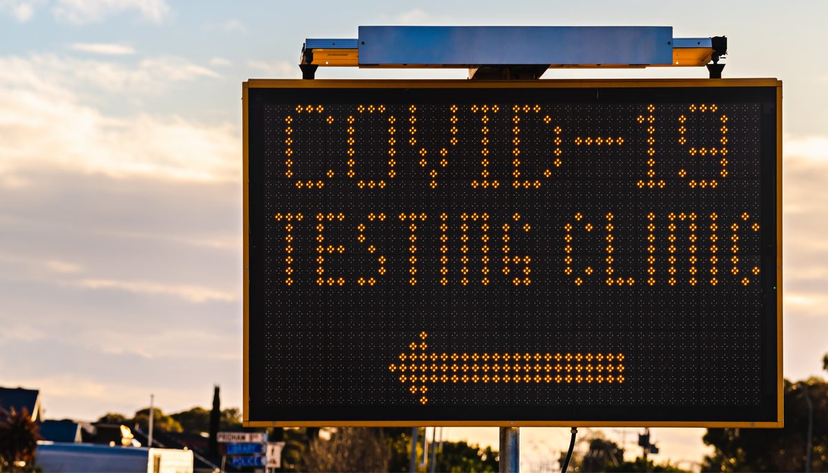 COVID-19 testing clinic sign