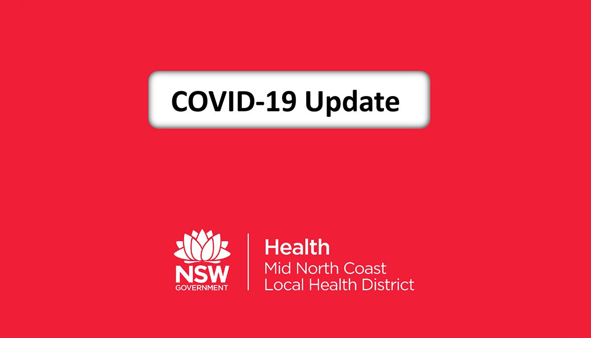 Red banner stating COVID-19 update