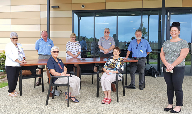 Hospital nurse with representatives of garden clubs and men's sheds