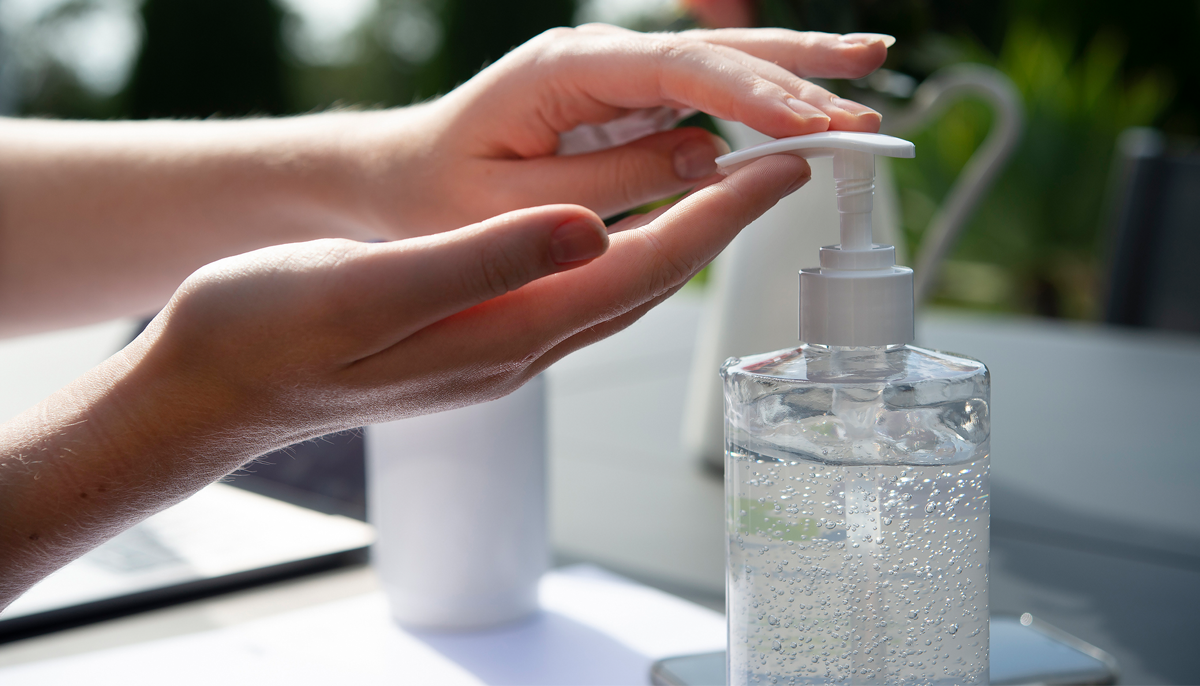 Person practising hand hygiene