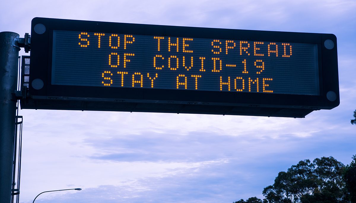 Stay at home roadside message