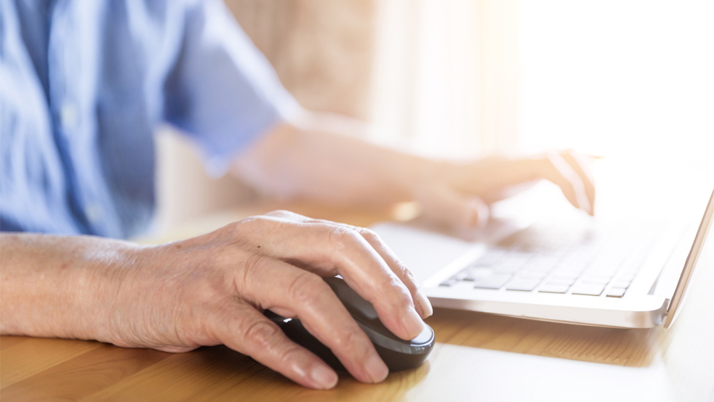 A person using a desktop computer